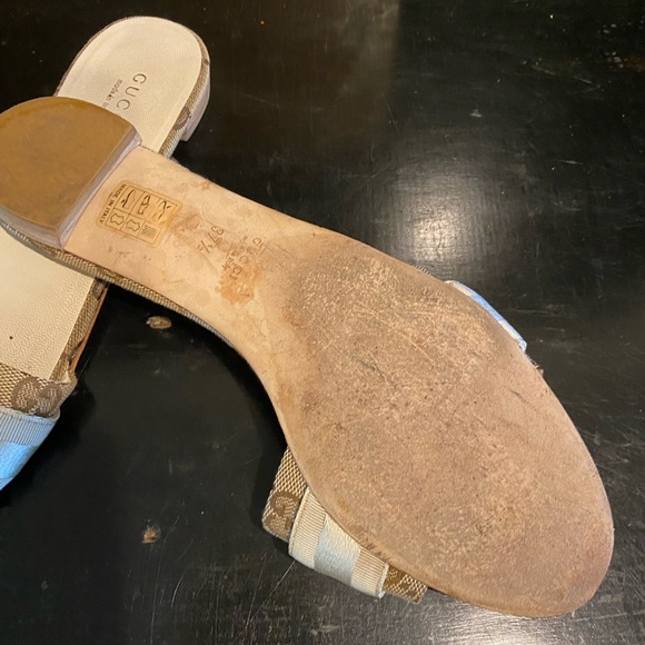 GUCCI GG SANDALS fabric size:7.5 PREOWNED - Picture 6 of 6